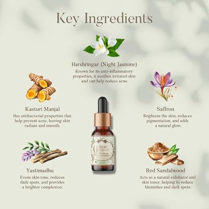 OHRIA AYURVEDA SHRIKAMYA FACIAL OIL | SKIN BRIGHTENING SERUM, 10ML - Image 4